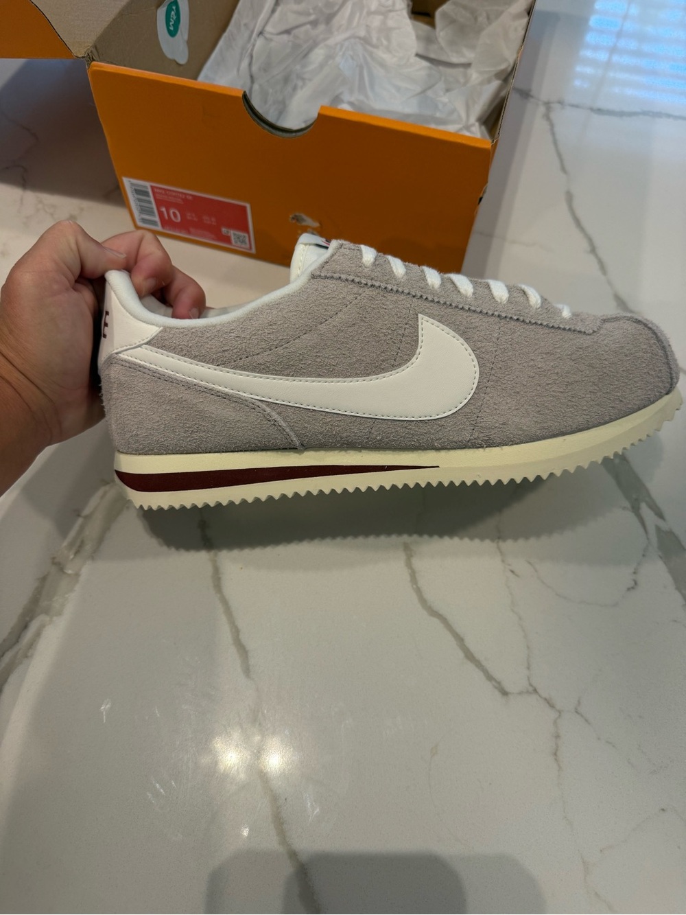 Nike Men’s Suede Retro Runner Sneakers - Light Gray/White - Picture 8 of 10